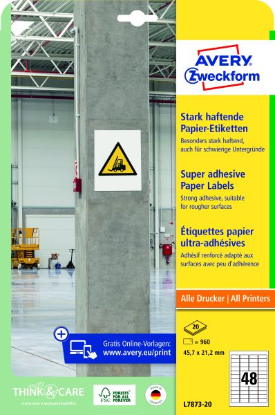 Этикетки Avery Zweckform L7873-20 20 листов